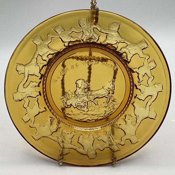 Three Indiana Glass Child’s Amber Plates Little Piggy,Bo Peep,Three Bears - Picture 7 of 9